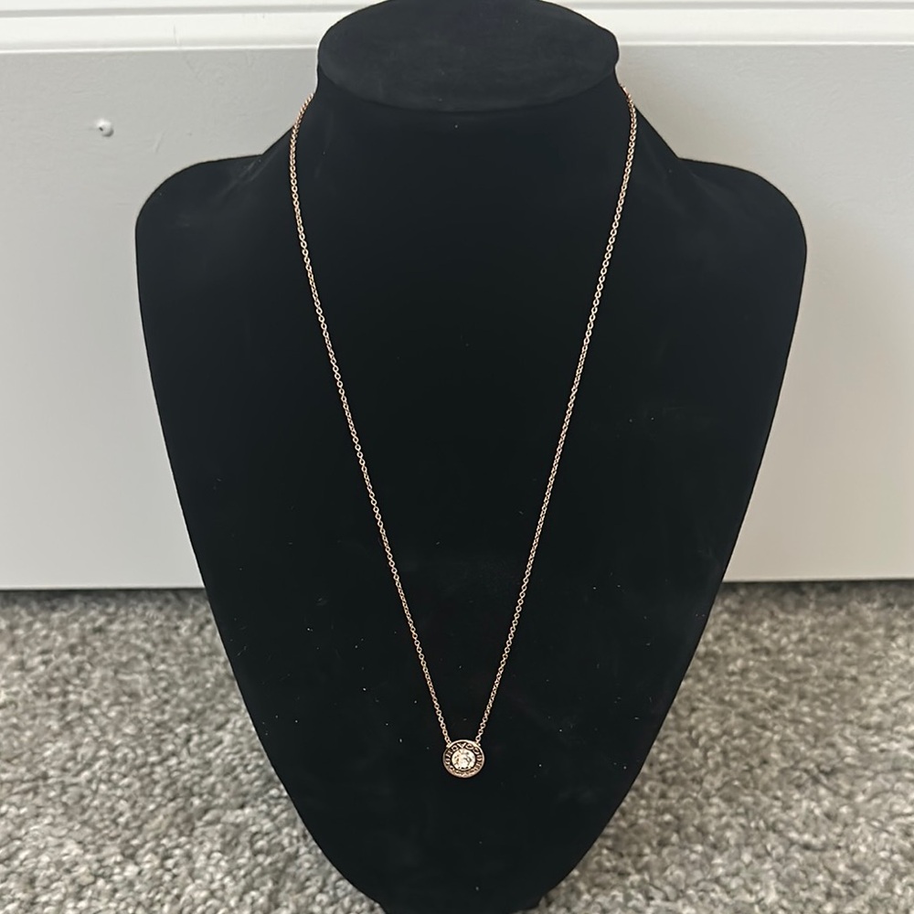 NWT Coach Rose Gold Necklace with Crystal Pendant